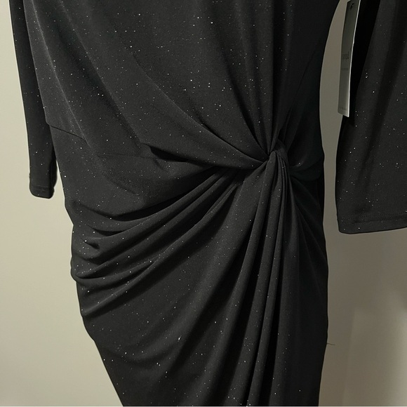 Sympli Side Twist Black Sparkle Fitted Dress - Picture 6 of 15